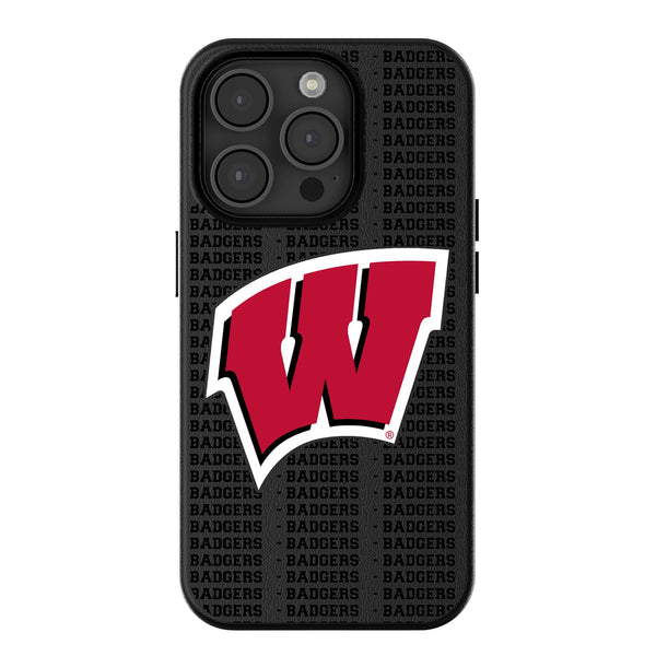 University of Wisconsin Badgers Text Backdrop iPhone MagSafe Compatible Phone Case