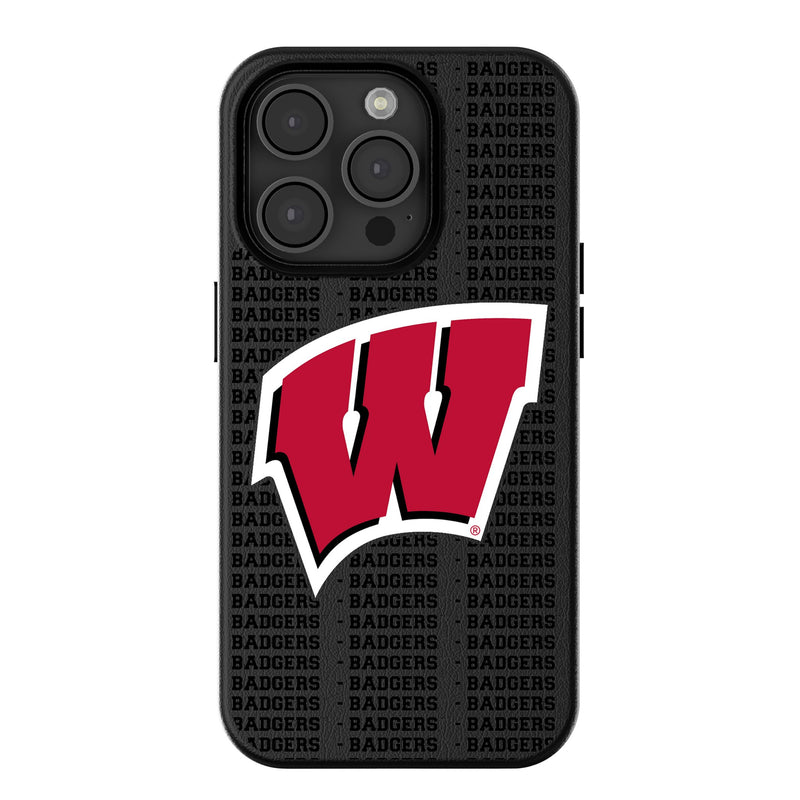 University of Wisconsin Badgers Text Backdrop iPhone MagSafe Compatible Phone Case