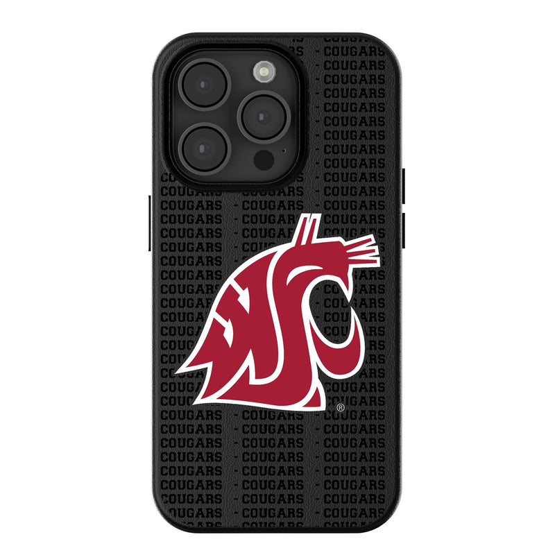 Washington State University Cougars Text Backdrop iPhone MagSafe Compatible Phone Case