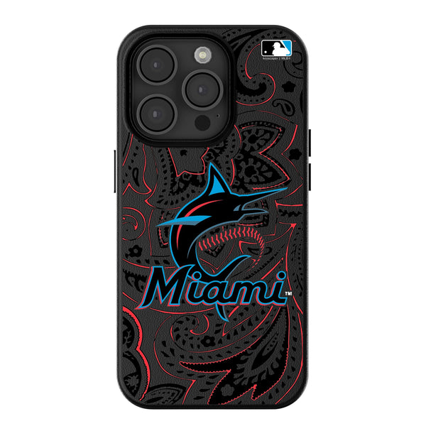 Miami Marlins Paisley iPhone MagSafe Compatible Phone Case