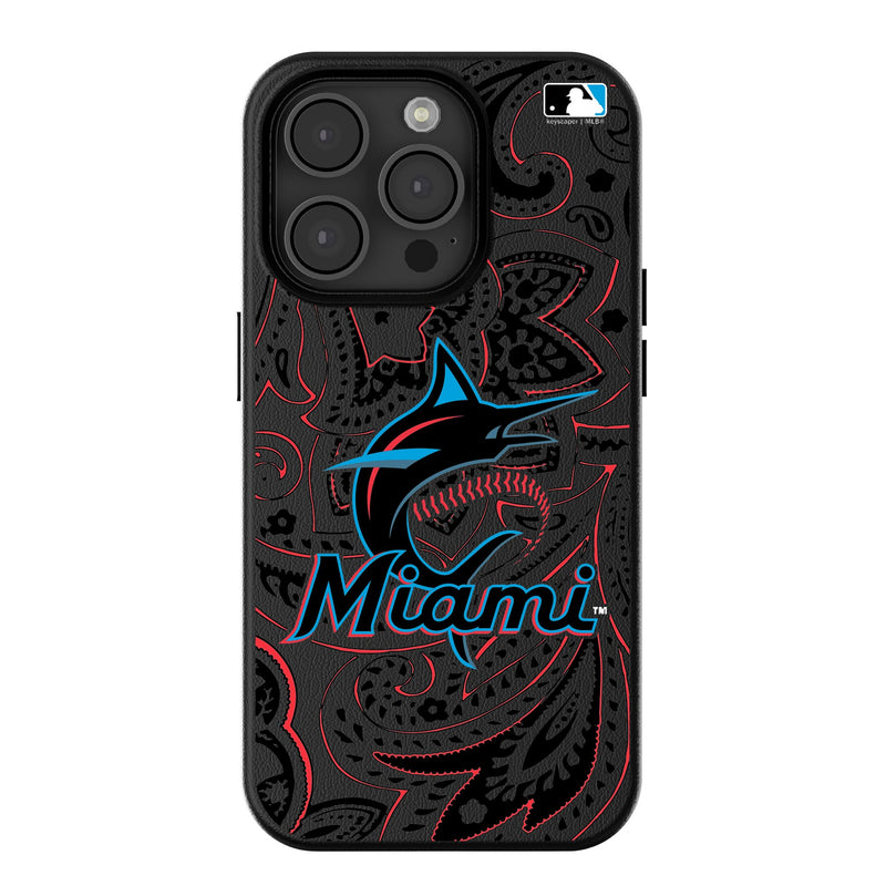 Miami Marlins Paisley iPhone MagSafe Compatible Phone Case