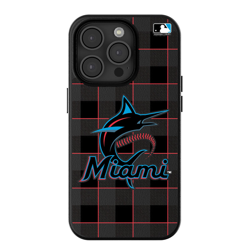 Miami Marlins Plaid iPhone MagSafe Compatible Phone Case