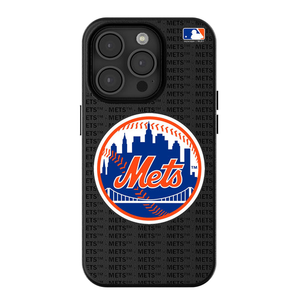 New York Mets Text Backdrop iPhone MagSafe Compatible Phone Case