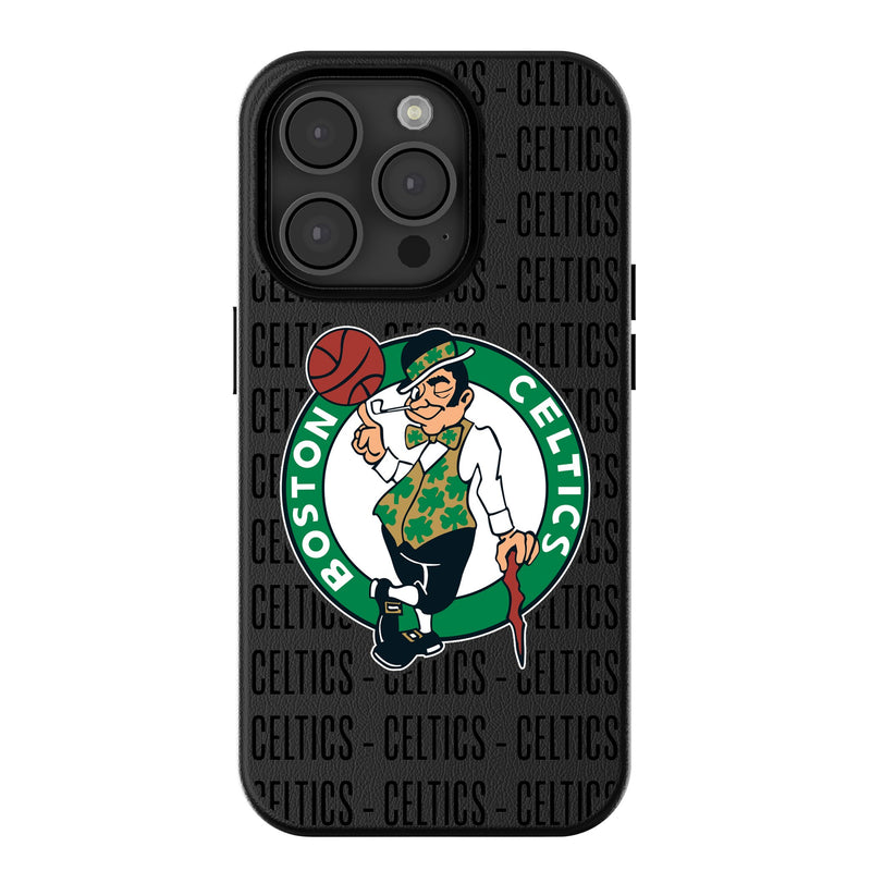 Boston Celtics Text Backdrop iPhone MagSafe Compatible Phone Case