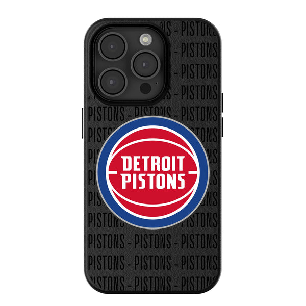 Detroit Pistons Text Backdrop iPhone MagSafe Compatible Phone Case