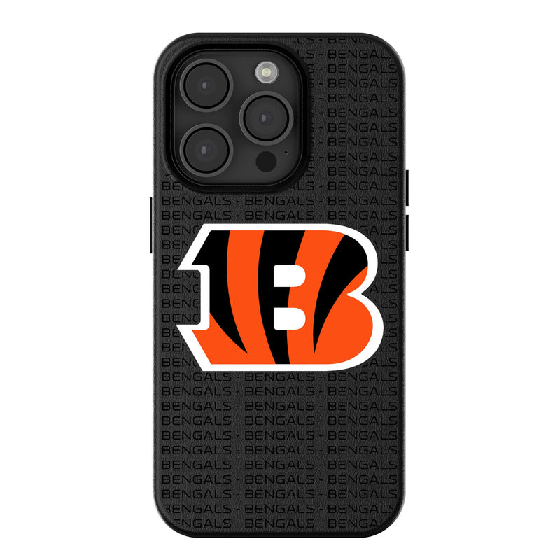 Cincinnati Bengals Text Backdrop iPhone MagSafe Compatible Phone Case