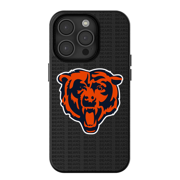 Chicago Bears Text Backdrop iPhone MagSafe Compatible Phone Case