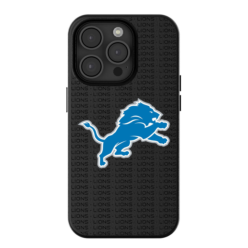 Detroit Lions Text Backdrop iPhone MagSafe Compatible Phone Case