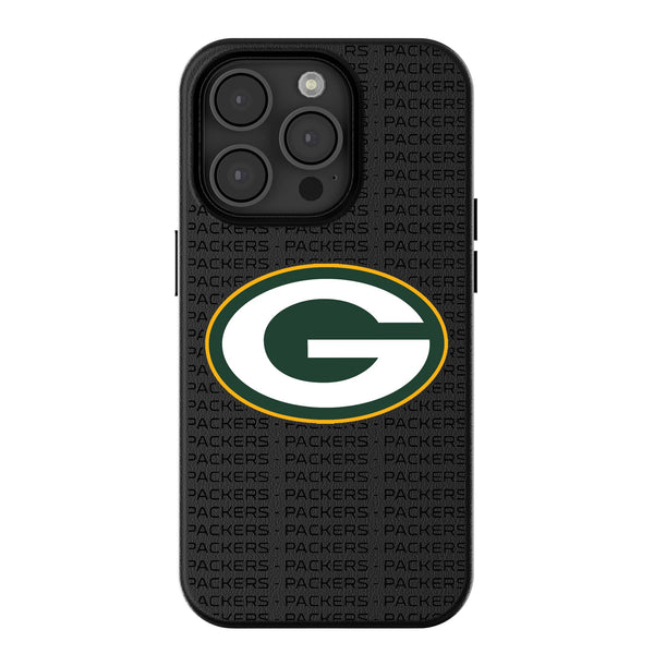 Green Bay Packers Text Backdrop iPhone MagSafe Compatible Phone Case