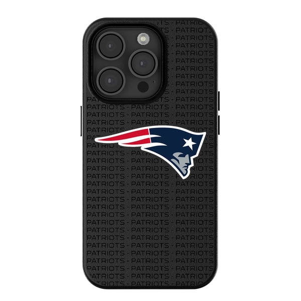 New England Patriots Text Backdrop iPhone MagSafe Compatible Phone Case