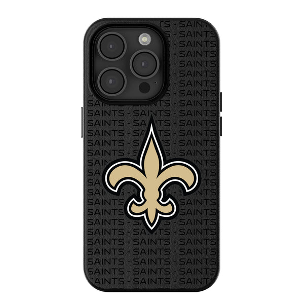 New Orleans Saints Text Backdrop iPhone MagSafe Compatible Phone Case