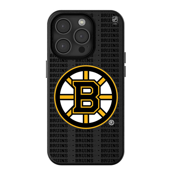 Boston Bruins Text Backdrop iPhone MagSafe Compatible Phone Case