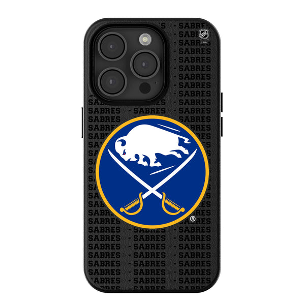 Buffalo Sabres Text Backdrop iPhone MagSafe Compatible Phone Case