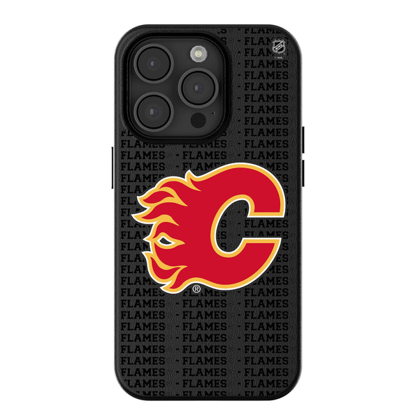 Calgary Flames Text Backdrop iPhone MagSafe Compatible Phone Case