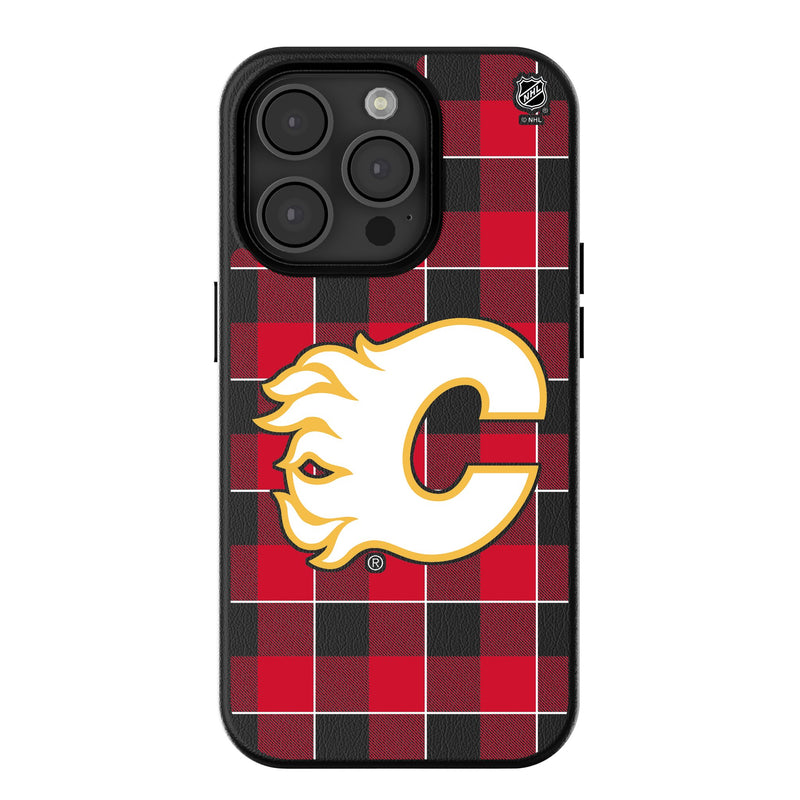 Calgary Flames Plaid iPhone MagSafe Compatible Phone Case