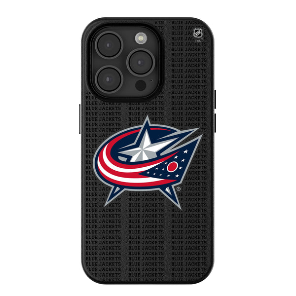 Columbus Blue Jackets Text Backdrop iPhone MagSafe Compatible Phone Case