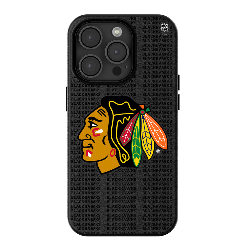 Chicago Blackhawks Text Backdrop iPhone MagSafe Compatible Phone Case