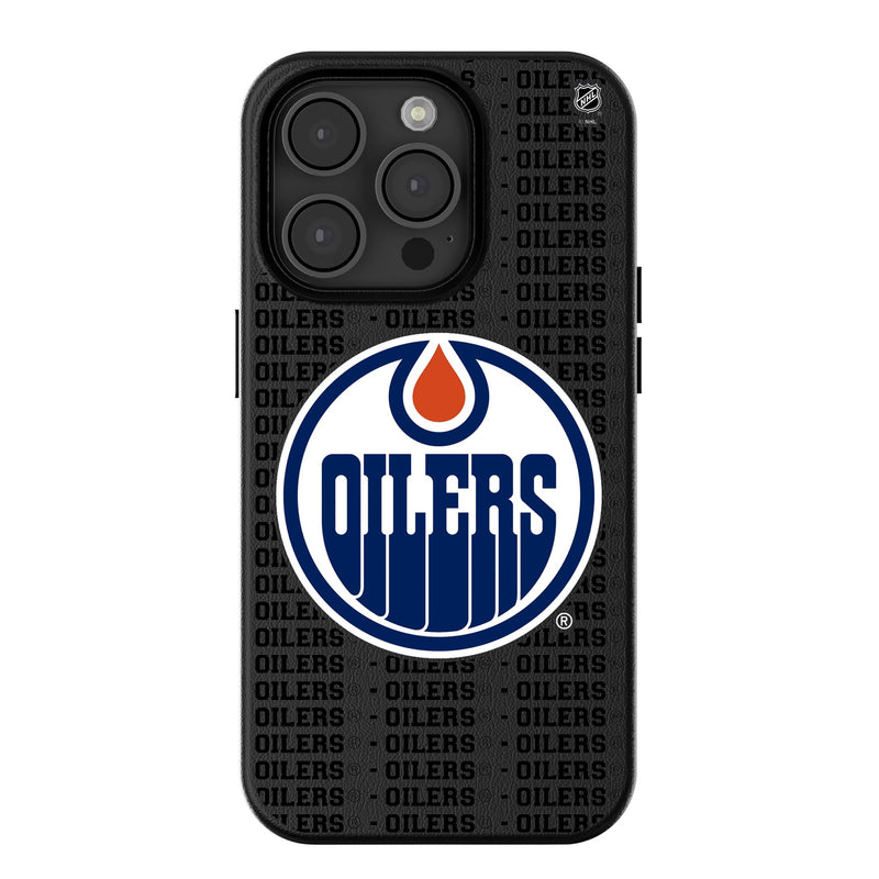 Edmonton Oilers Text Backdrop iPhone MagSafe Compatible Phone Case