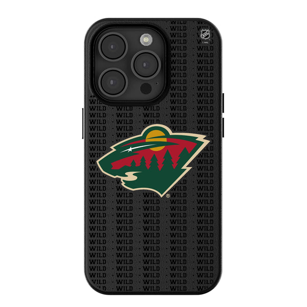 Minnesota Wild Text Backdrop iPhone MagSafe Compatible Phone Case