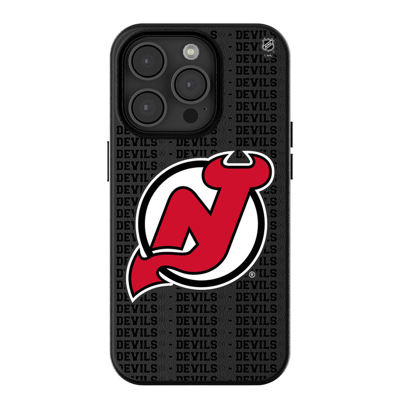 New Jersey Devils Text Backdrop iPhone MagSafe Compatible Phone Case