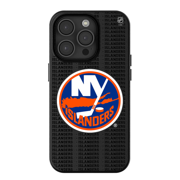 New York Islanders Text Backdrop iPhone MagSafe Compatible Phone Case