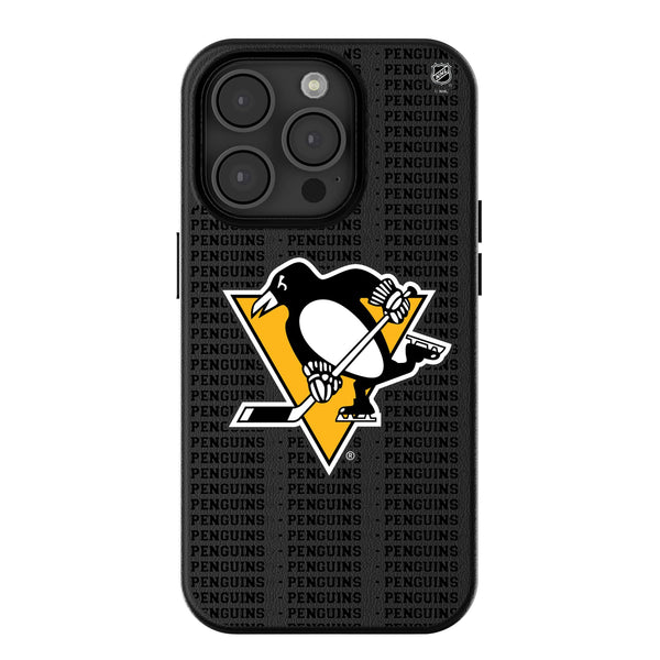 Pittsburgh Penguins Text Backdrop iPhone MagSafe Compatible Phone Case