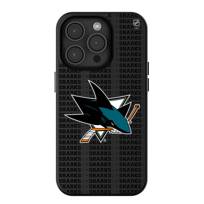 San Jose Sharks Text Backdrop iPhone MagSafe Compatible Phone Case