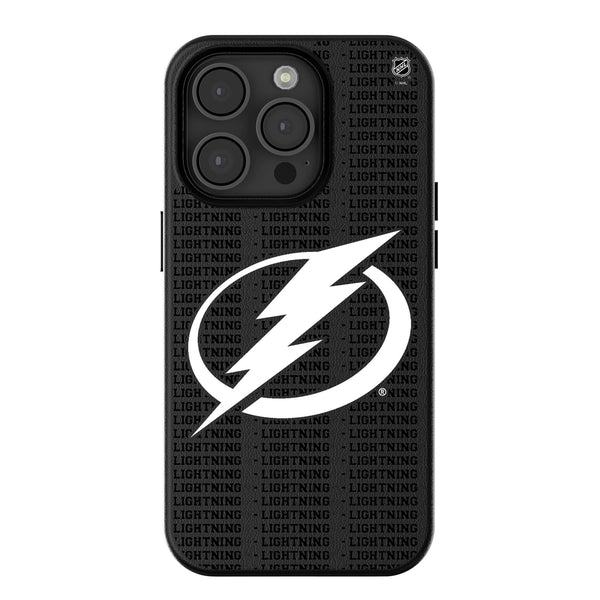 Tampa Bay Lightning Text Backdrop iPhone MagSafe Compatible Phone Case