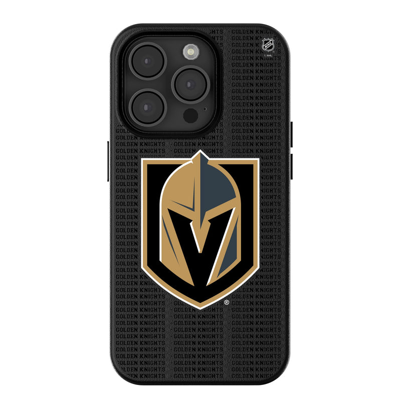 Vegas Golden Knights Text Backdrop iPhone MagSafe Compatible Phone Case