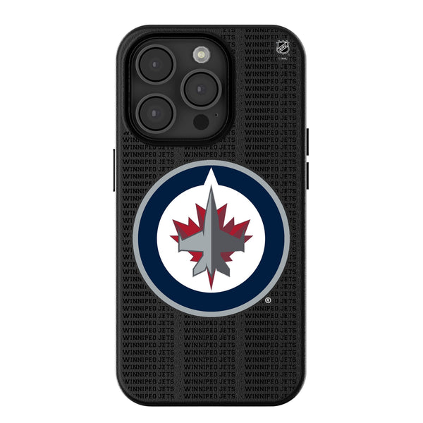 Winnipeg Jets Text Backdrop iPhone MagSafe Compatible Phone Case