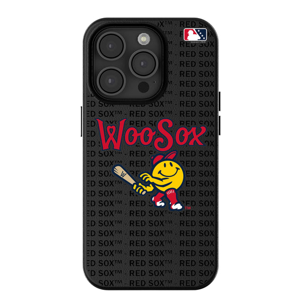 Worcester Red Sox Text Backdrop iPhone MagSafe Compatible Phone Case