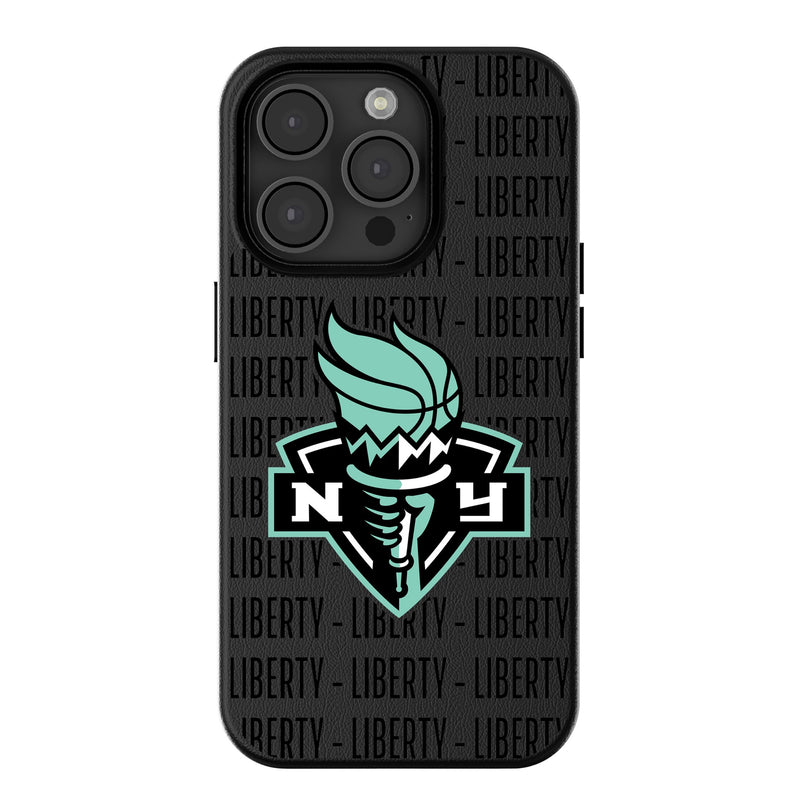 New York Liberty Text Backdrop iPhone MagSafe Compatible Phone Case