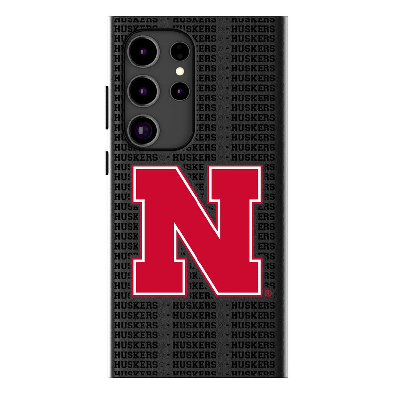 University of Nebraska Huskers Block N Text Backdrop Galaxy MagSafe Compatible Phone Case