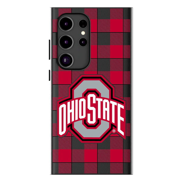 Ohio State University Buckeyes Plaid Galaxy MagSafe Compatible Phone Case