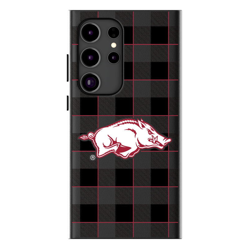 University of Arkansas Fayetteville Razorbacks Plaid Galaxy MagSafe Compatible Phone Case