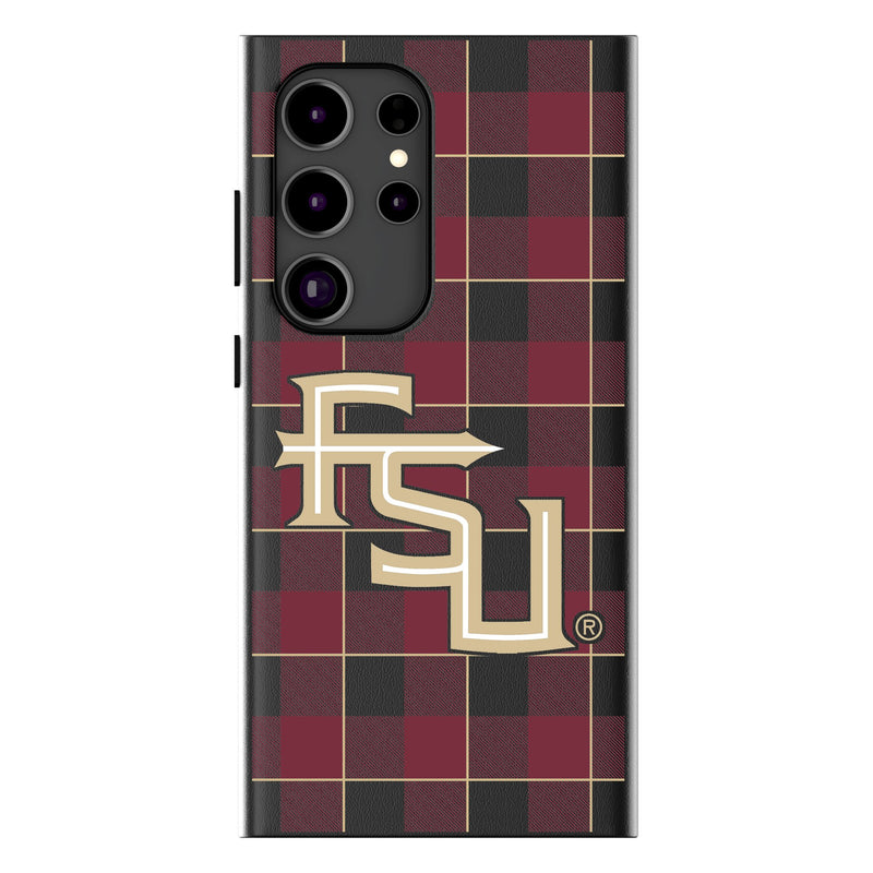 Florida State University Seminoles Athletic Wordmark Plaid Galaxy MagSafe Compatible Phone Case