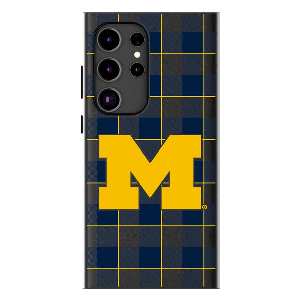 University of Michigan Wolverines Plaid Galaxy MagSafe Compatible Phone Case