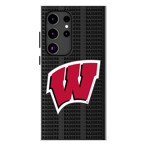 University of Wisconsin Badgers Text Backdrop Galaxy MagSafe Compatible Phone Case