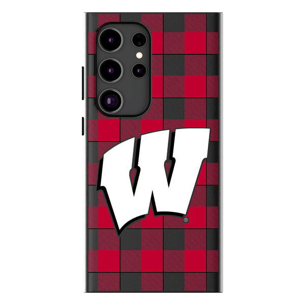 University of Wisconsin Badgers Plaid Galaxy MagSafe Compatible Phone Case