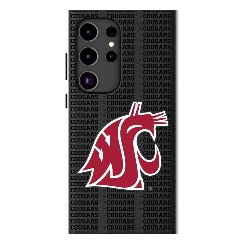 Washington State University Cougars Text Backdrop Galaxy MagSafe Compatible Phone Case