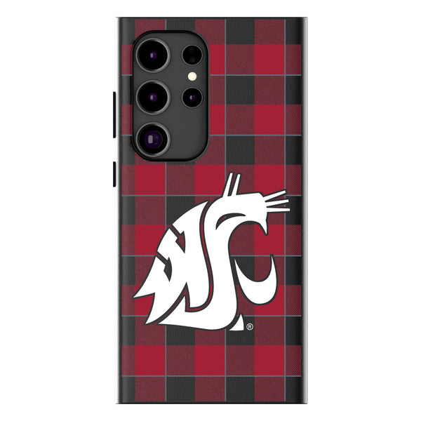 Washington State University Cougars Plaid Galaxy MagSafe Compatible Phone Case