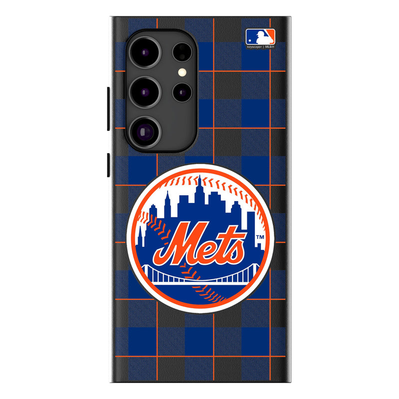 New York Mets Plaid Galaxy MagSafe Compatible Phone Case