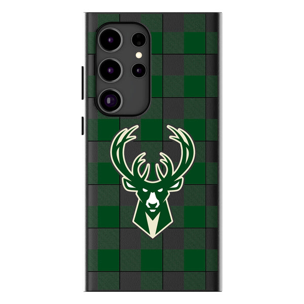 Milwaukee Bucks Plaid Galaxy MagSafe Compatible Phone Case