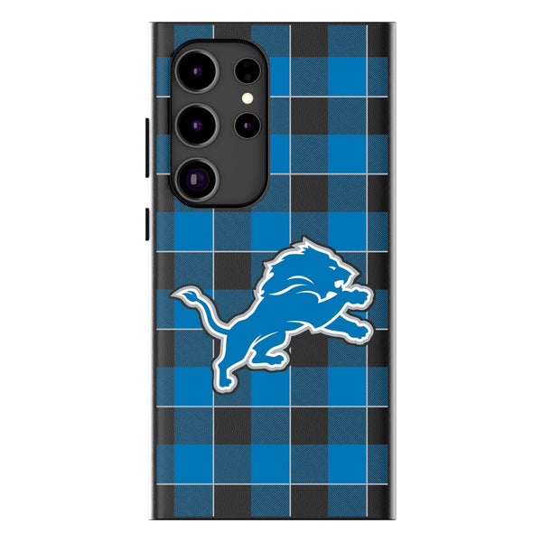 Detroit Lions Plaid Galaxy Magnetic Phone Case