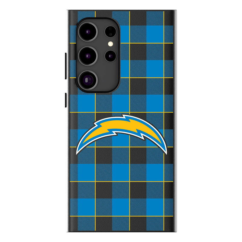 Los Angeles Chargers Plaid Galaxy MagSafe Compatible Phone Case