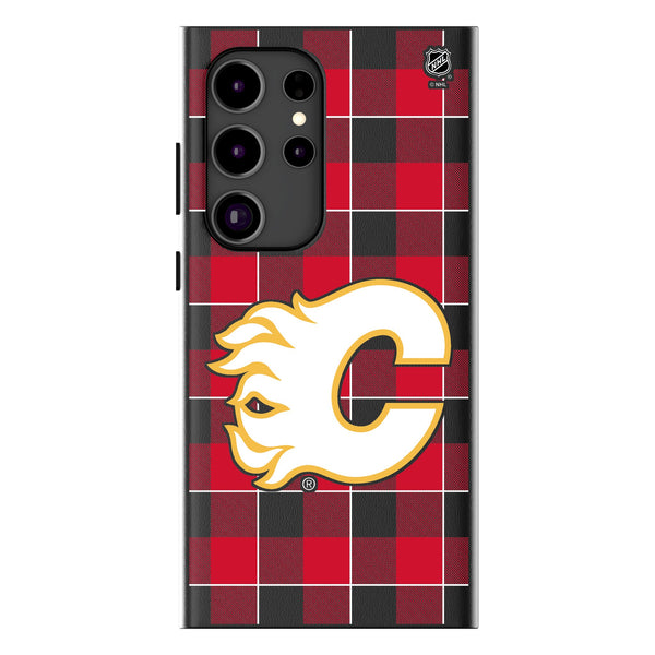 Calgary Flames Plaid Galaxy MagSafe Compatible Phone Case