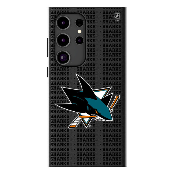 San Jose Sharks Text Backdrop Galaxy MagSafe Compatible Phone Case