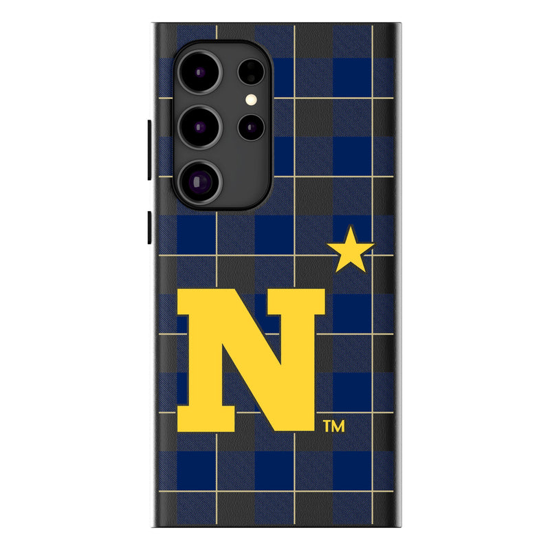 United State Naval Academy Midshipmen Plaid Galaxy MagSafe Compatible Phone Case