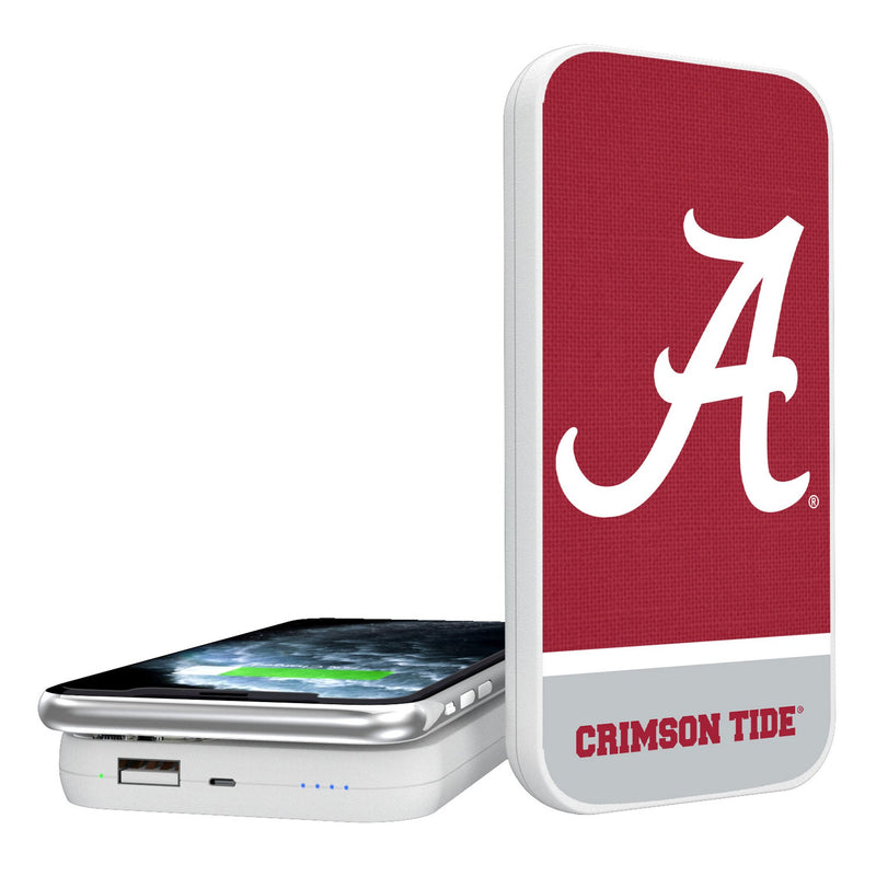 University of Alabama Crimson Tide Script A Endzone Solid 5000mAh Portable Wireless Charger