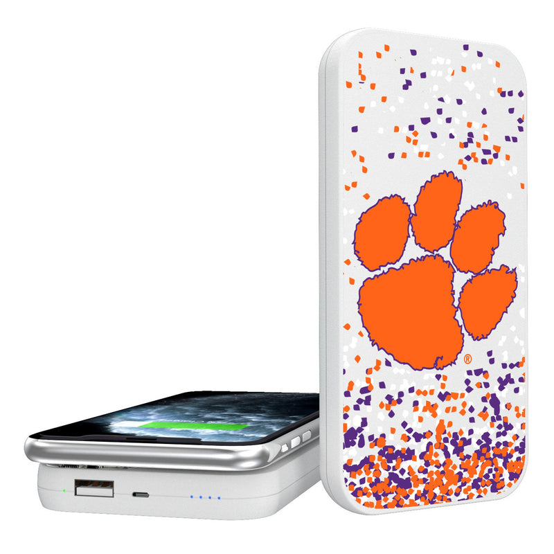 Clemson University Tigers Confetti 5000mAh Portable Wireless Charger